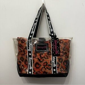 Y2K Betseyville Betsey Johnson Clear Tote with Detachable Leopard Print
